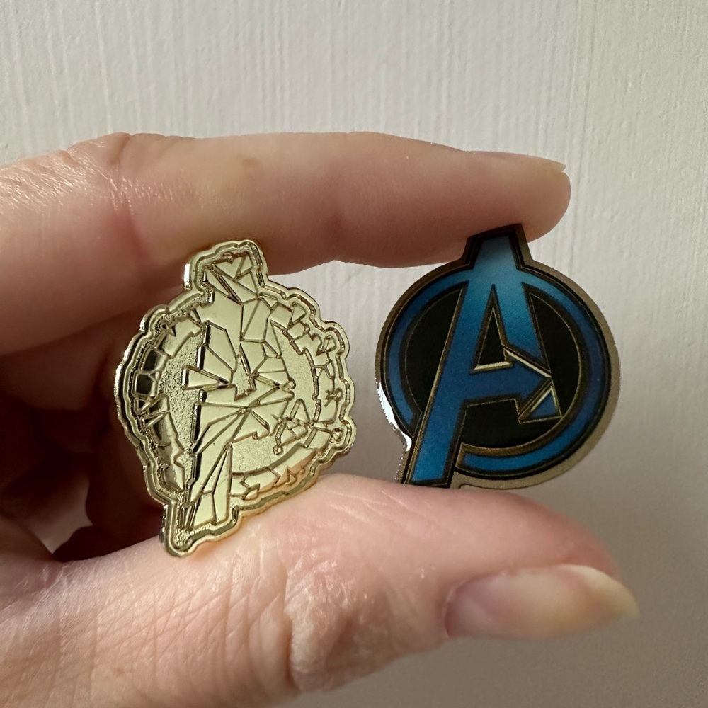 Marvel The Avengers Endgame Gold & Blue/Black Logo Lapel Pins (2019)